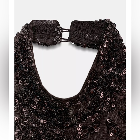 Zara SEQUIN HALTER DRESS - Picture 9 of 14